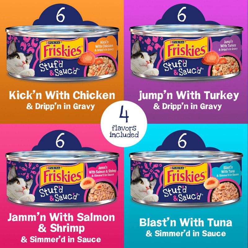 Purina Friskies Stuf'd & Sauc'd with Chicken, Tuna, Salmon & Turkey Wet Cat Food - 5.5oz/24ct Variety Pack