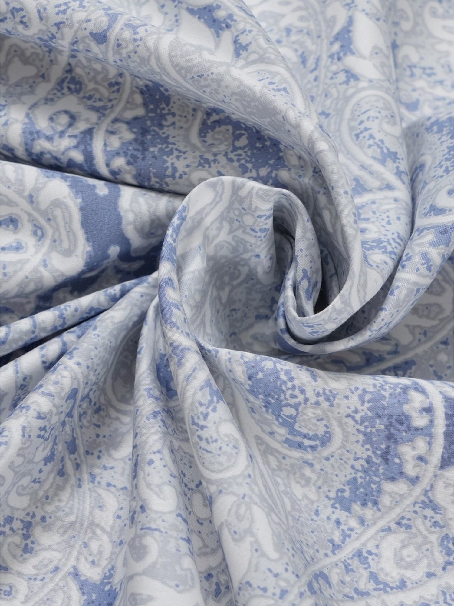 Maspar PBS Refined Retro Baroque Printed Blue 400 TC Cotton King Bed Sheet With 2 Pillow Covers