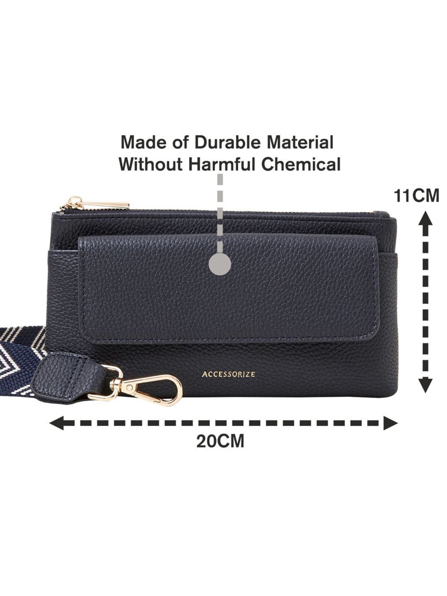 Accessorize London Navy Faux Leather Solid Mobile Pouch