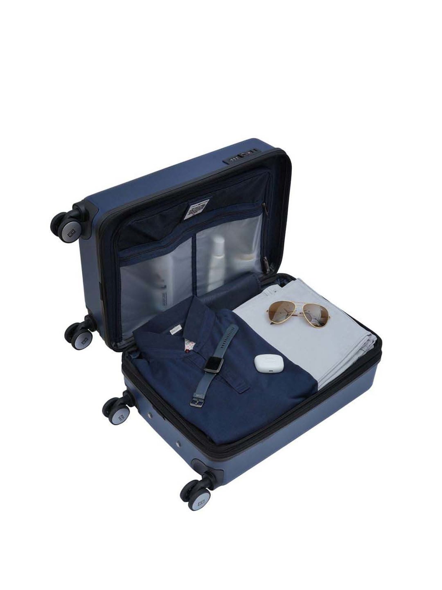 Tommy Hilfiger Empire X Navy Textured Hard Cabin Trolley Bag - 57 Cms