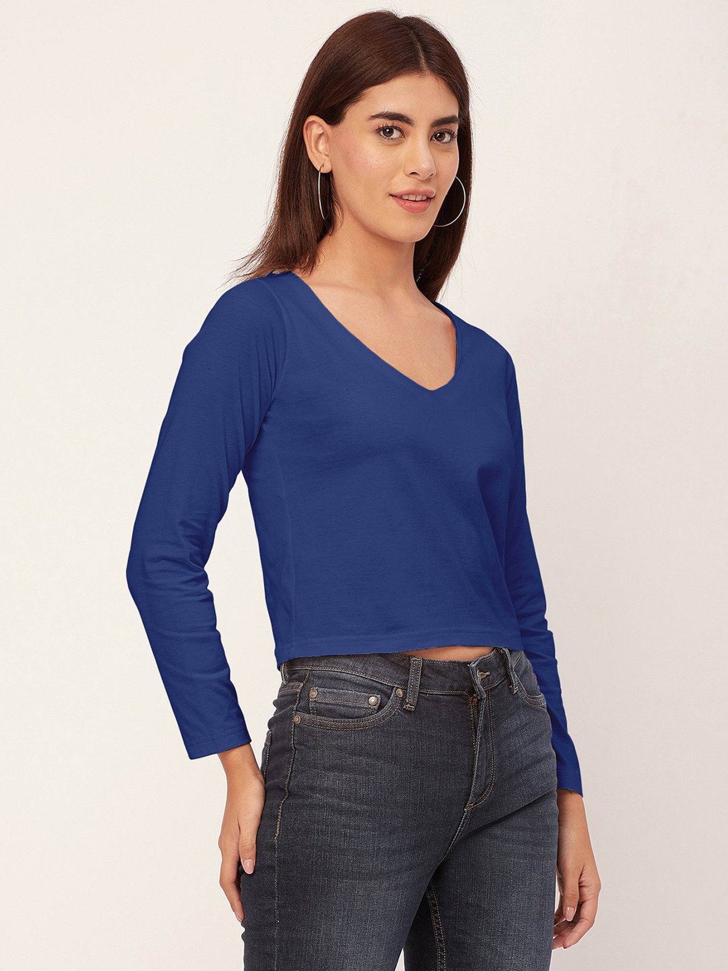 Moomaya Blue Regular Fit Crop Top