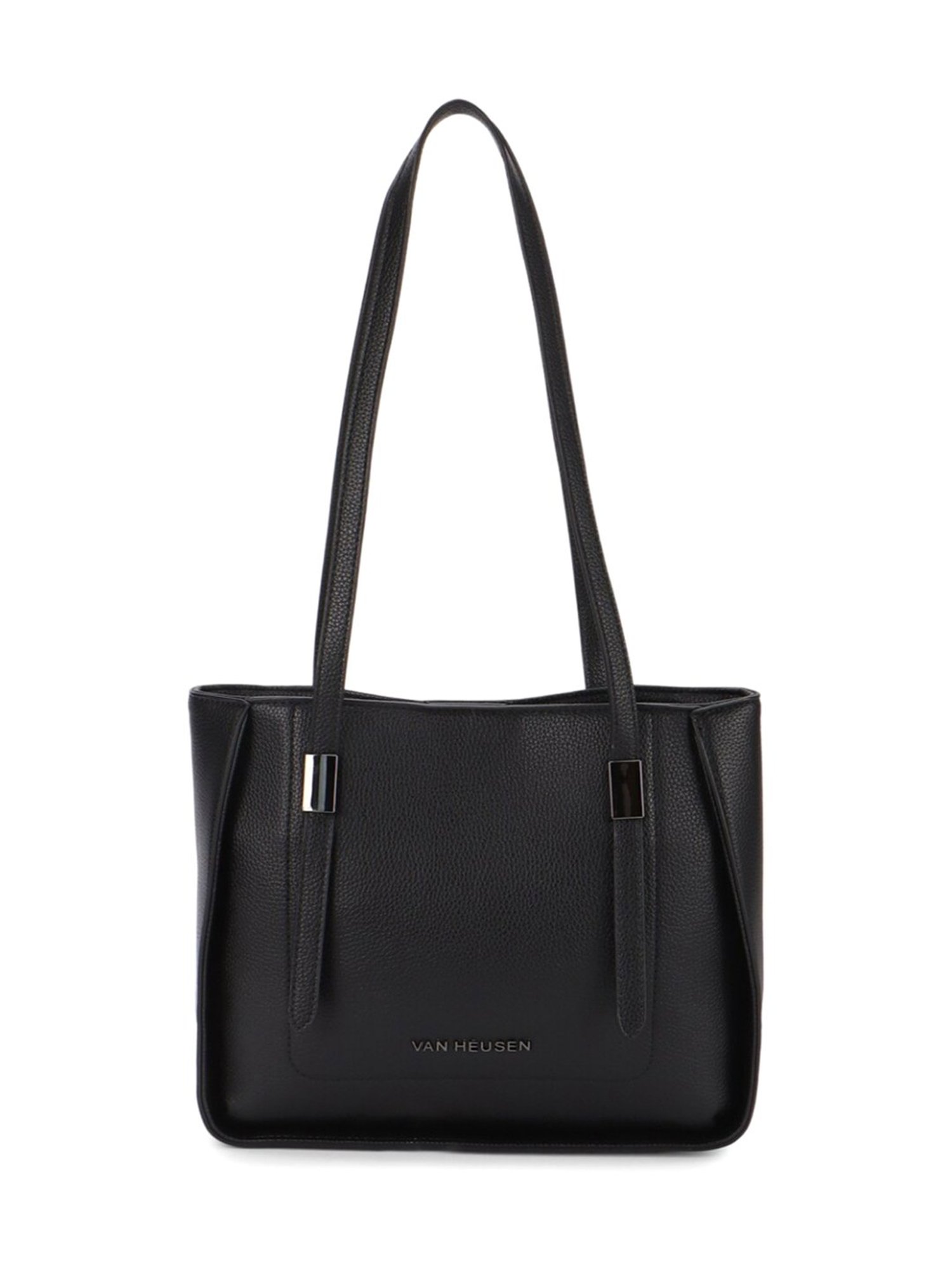 Van Heusen Black Solid Tote Bag