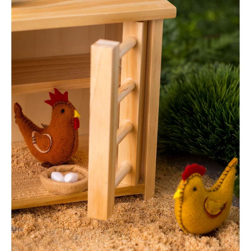 Magic Cabin - Wooden Chicken Coop and Felt Chickens Play Set Special for Kids