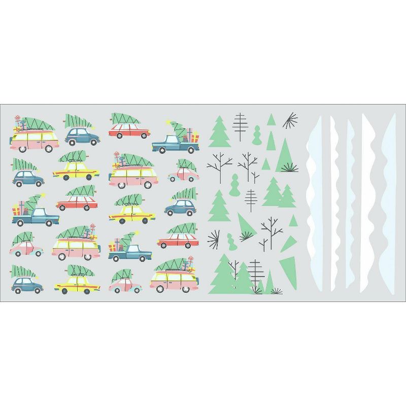 Retro Christmas Cars Peel and Stick Wall Decal - RoomMates
