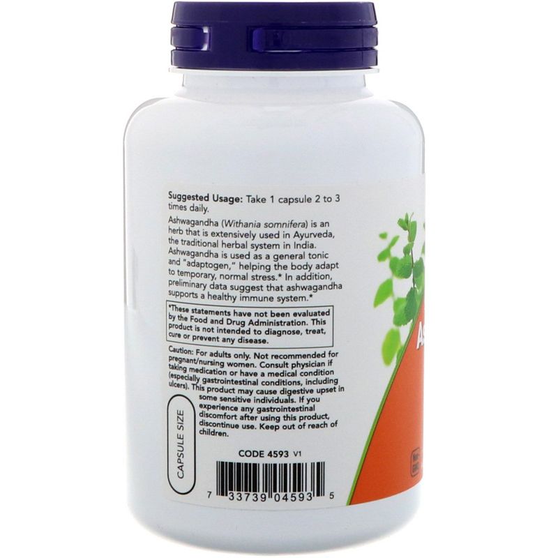 Now Foods Standardized Extract Ashwagandha, 450 mg, 180 Veg Capsules, Herbal Supplements