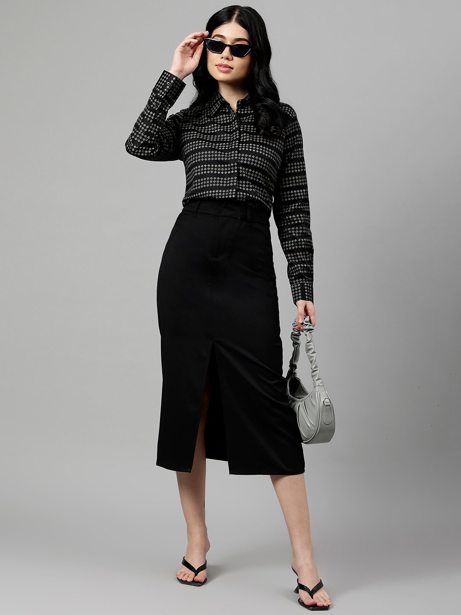 Hancock Black Cotton Printed Shirt