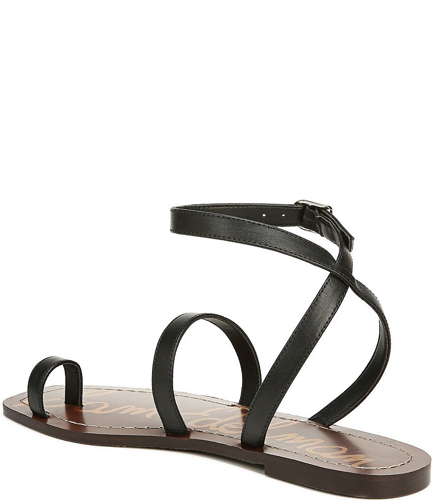 Sam Edelman Abe Leather Toe Ring Square Toe Ankle Wrap Sandals