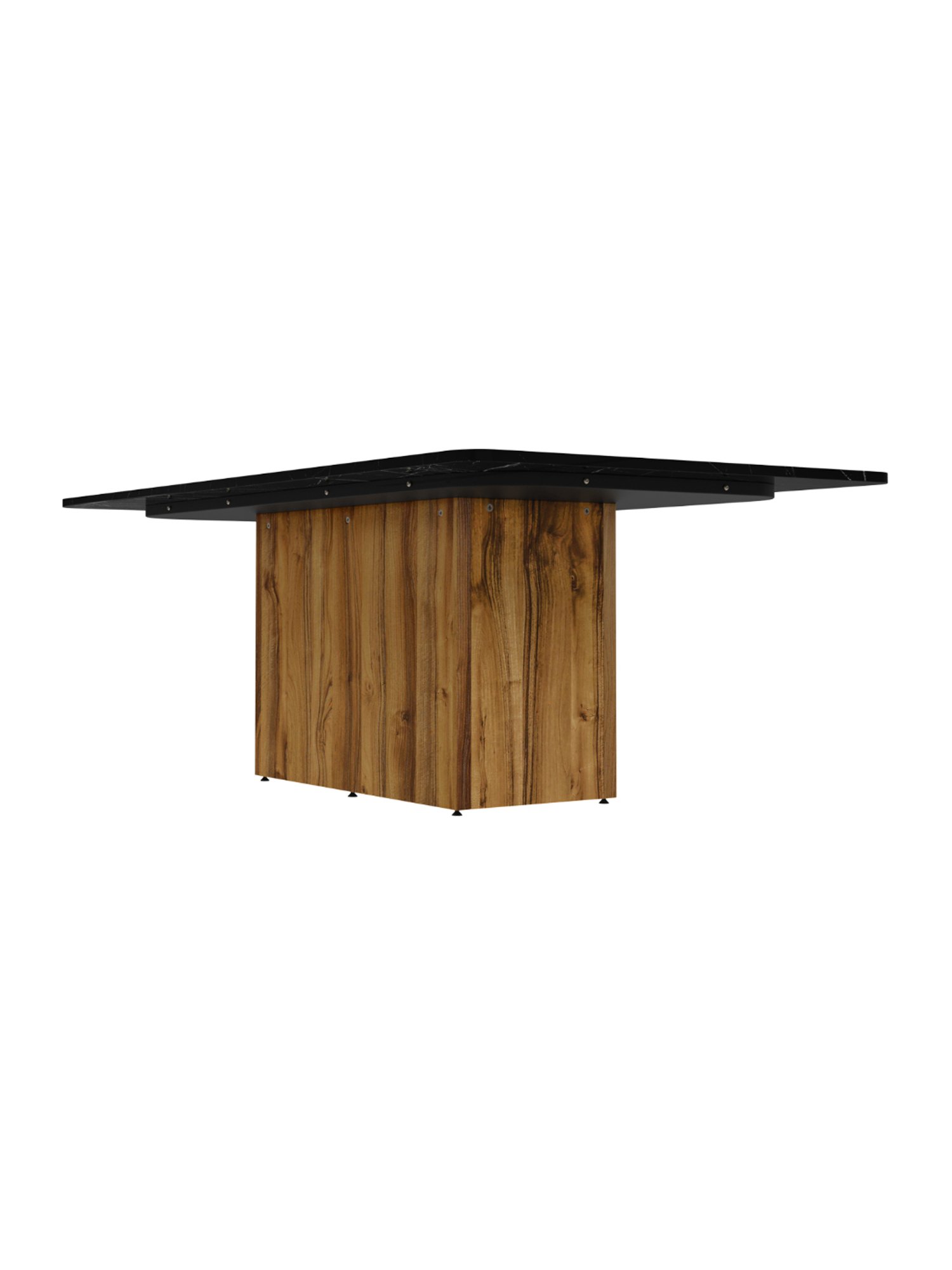 Godrej Interio Pedestal Black & Brown Engineered Wood 6 Seater Rectangular Dining Table