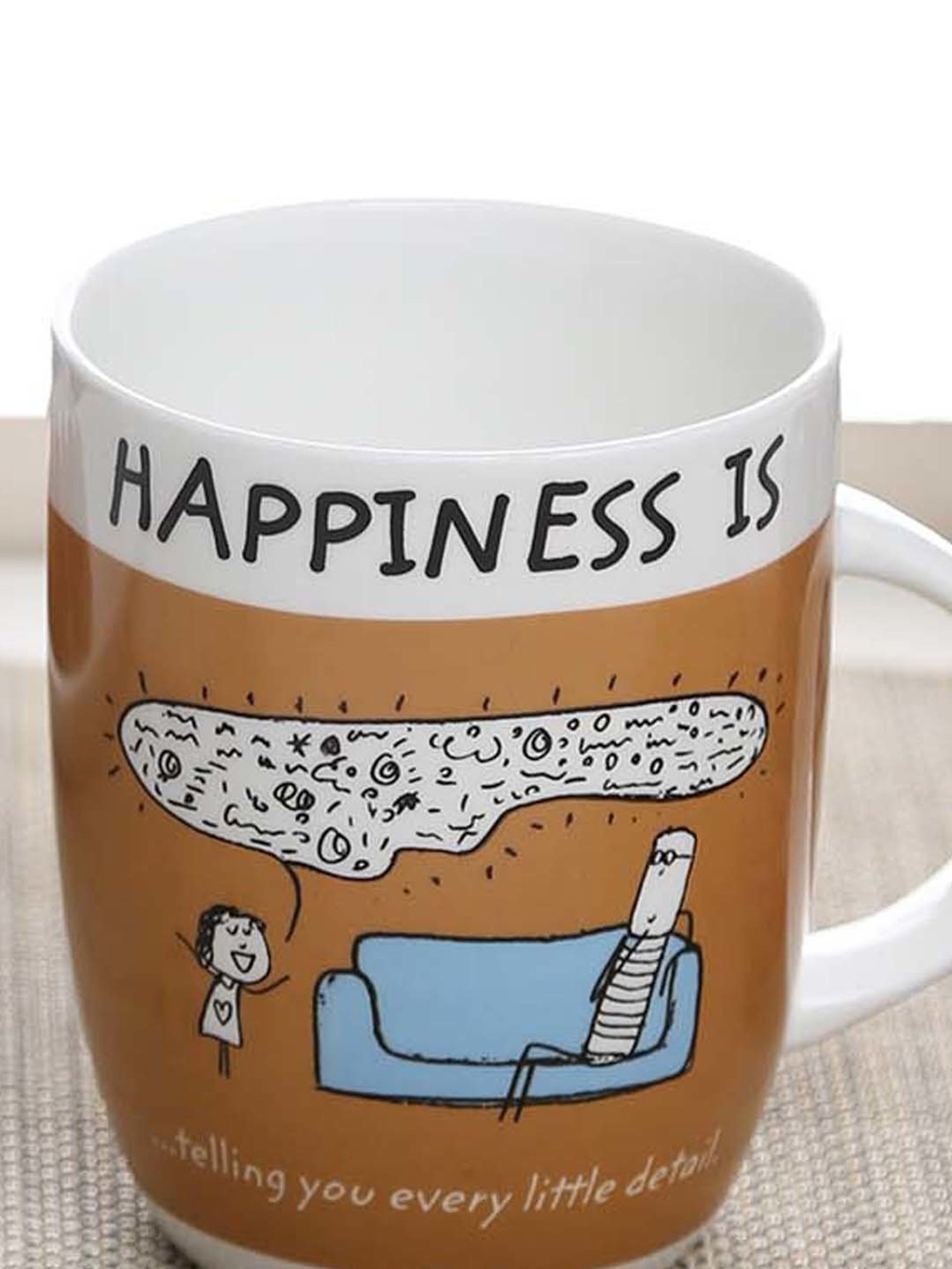 Clay Craft Brown & White Ceramic 8.2 cm Milk Mug (0.34 L) - Set of 2