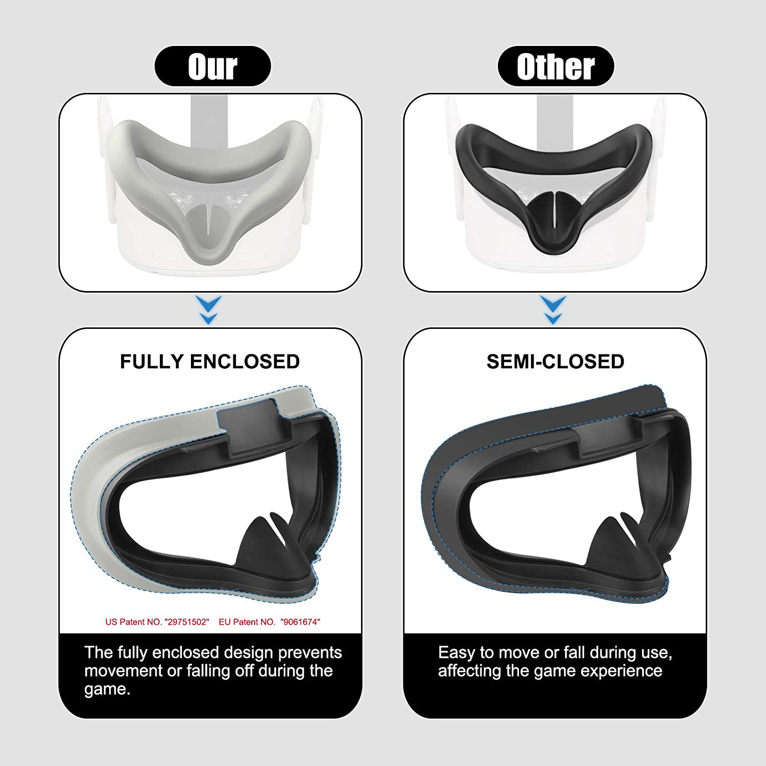 2 Pairs Oculus Quest 2 Elite Washable Silicone Handle Protective Cover