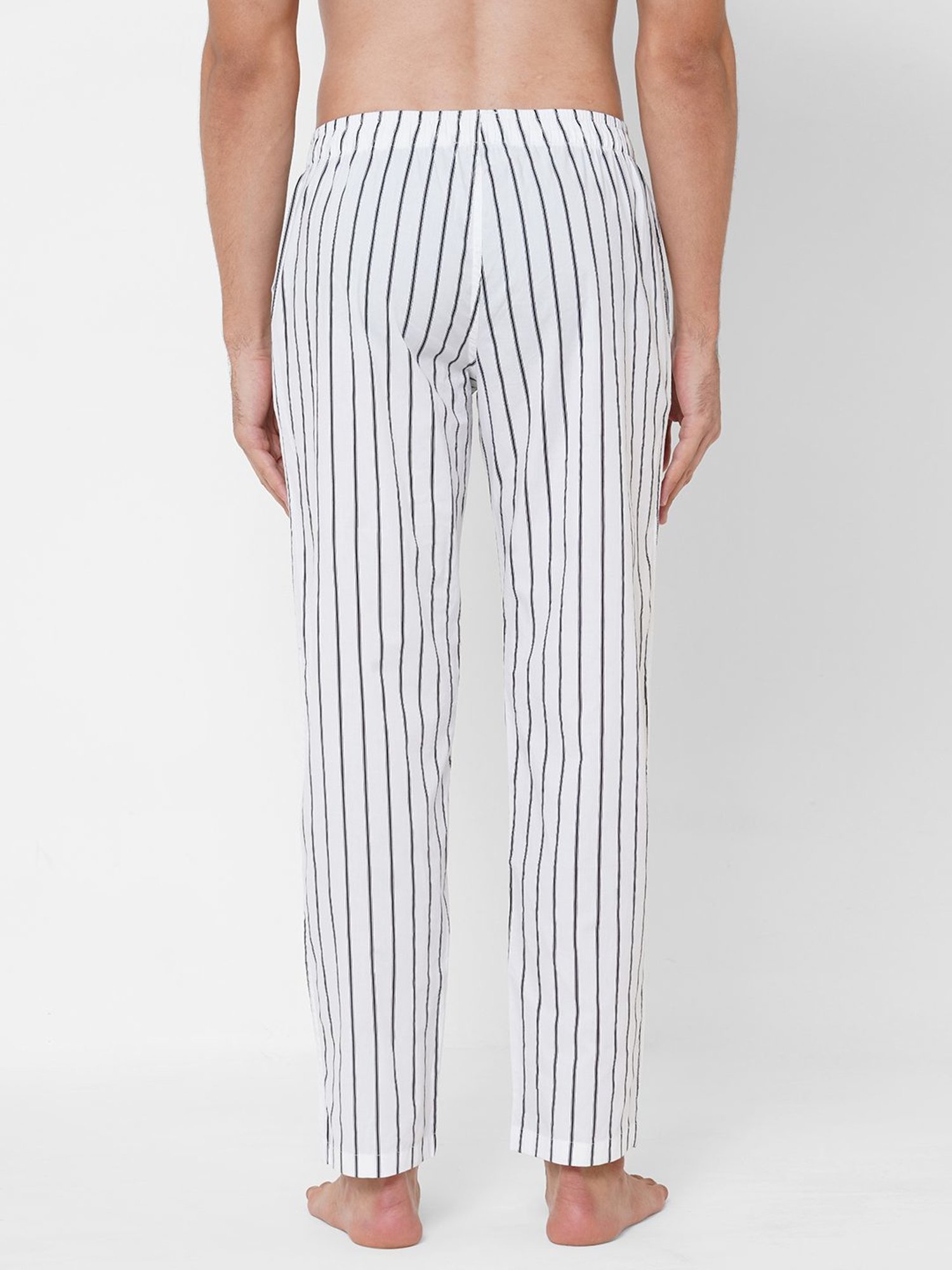 Urban Scottish White Regular Fit Striped Nightwear Pyjamas