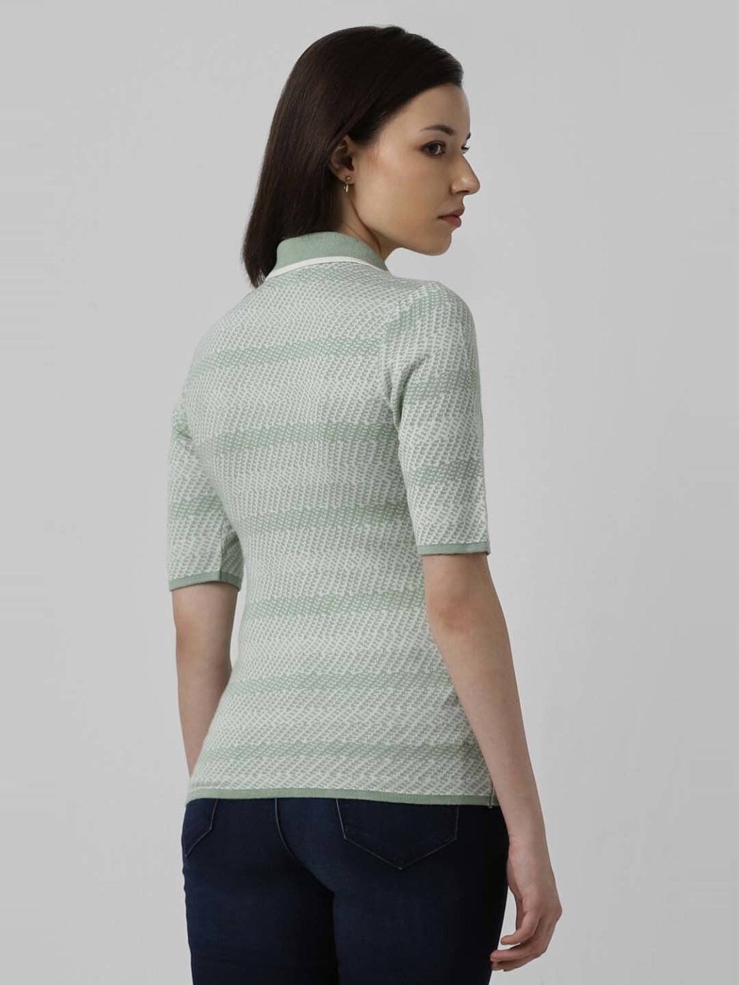 Van Heusen Green Self Pattern Top