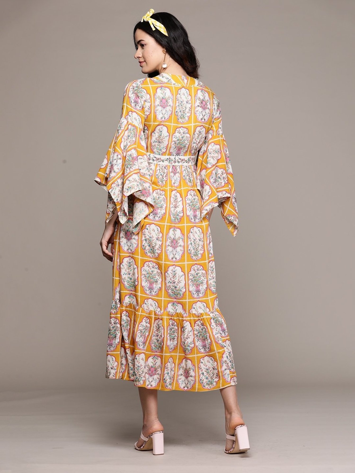 aarke Ritu Kumar Mustard Printed Maxi Dress
