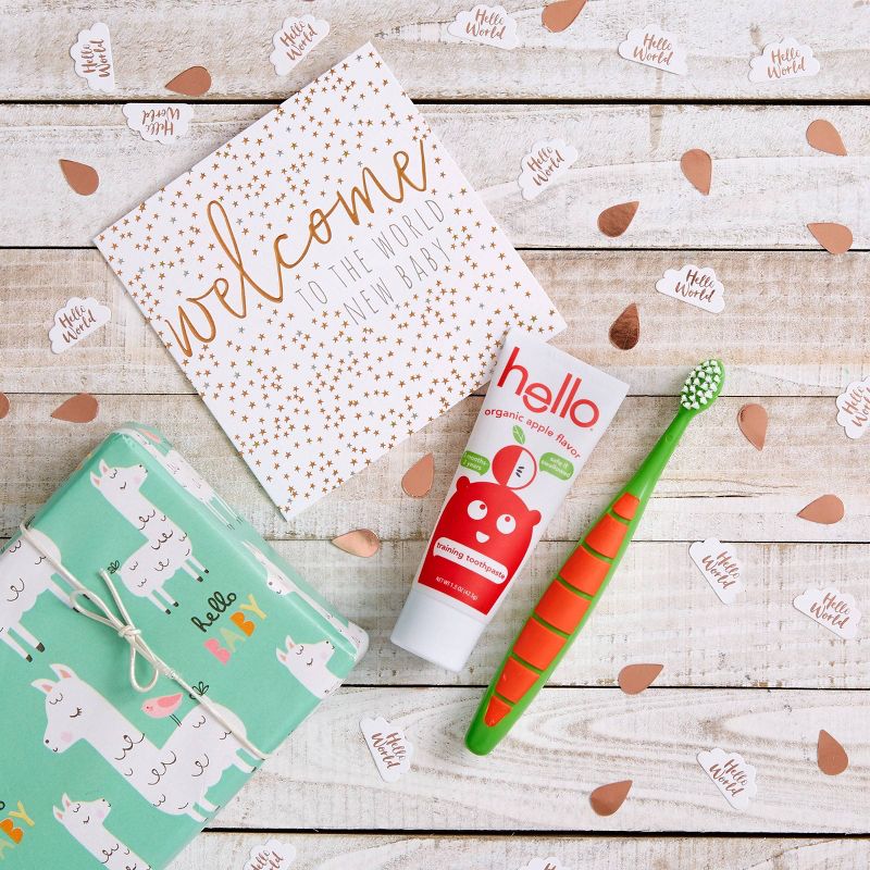 Hello Natural Apple Flavored Toothpaste and Toddler Toothbrush Bundle Fluoride & BPA Free - 1.5oz