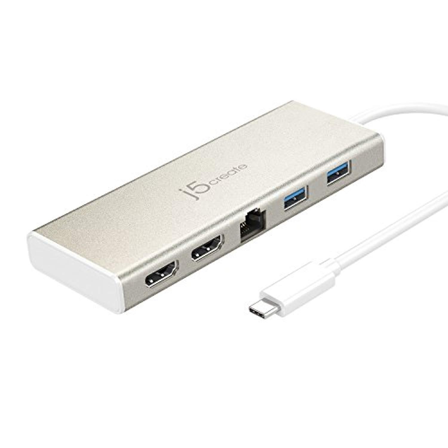 j5create USB Type-C&trade; Dual HDMI Mini Dock-Ethernet/ USB 3.1 HUB / PD2.0