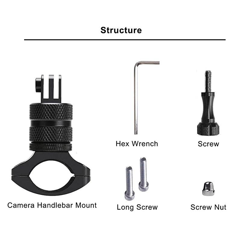 Bike Handlebar Mount Camera Holder Aluminium 360 Degree Rotation Motorcycle Mounts Seatpost Mount for GoPro Hero876 543+3 AKASO DJI Osmo Action SJCAM and Other Sports Cameras