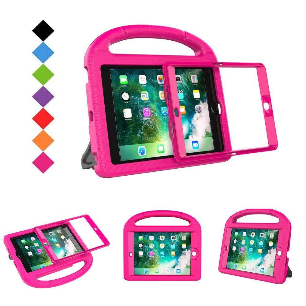 BMOUO Case for iPad Mini 1 2 3 with Built-in Screen Protector, Shockproof Lightweight Hard Cover Handle Stand Kids Case for Apple iPad Mini 1st 2nd 3rd Generation, Rose