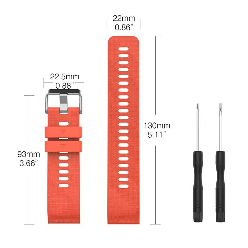 Compatible with Forerunner 35 Watch Band Soft Silicone Replacement Watch Band Sport Bracelet Strap with 6pcs Screws and 2pcs Screwdrivers for Forerunner 35 GPS Running Smart Watch Orange