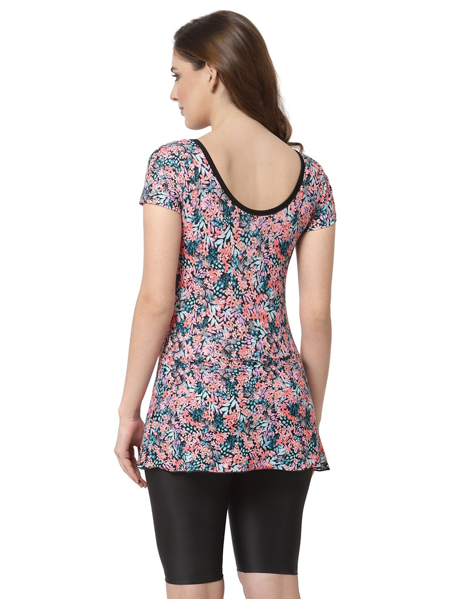 Cukoo Multicolor Printed Swim Top With Shorts