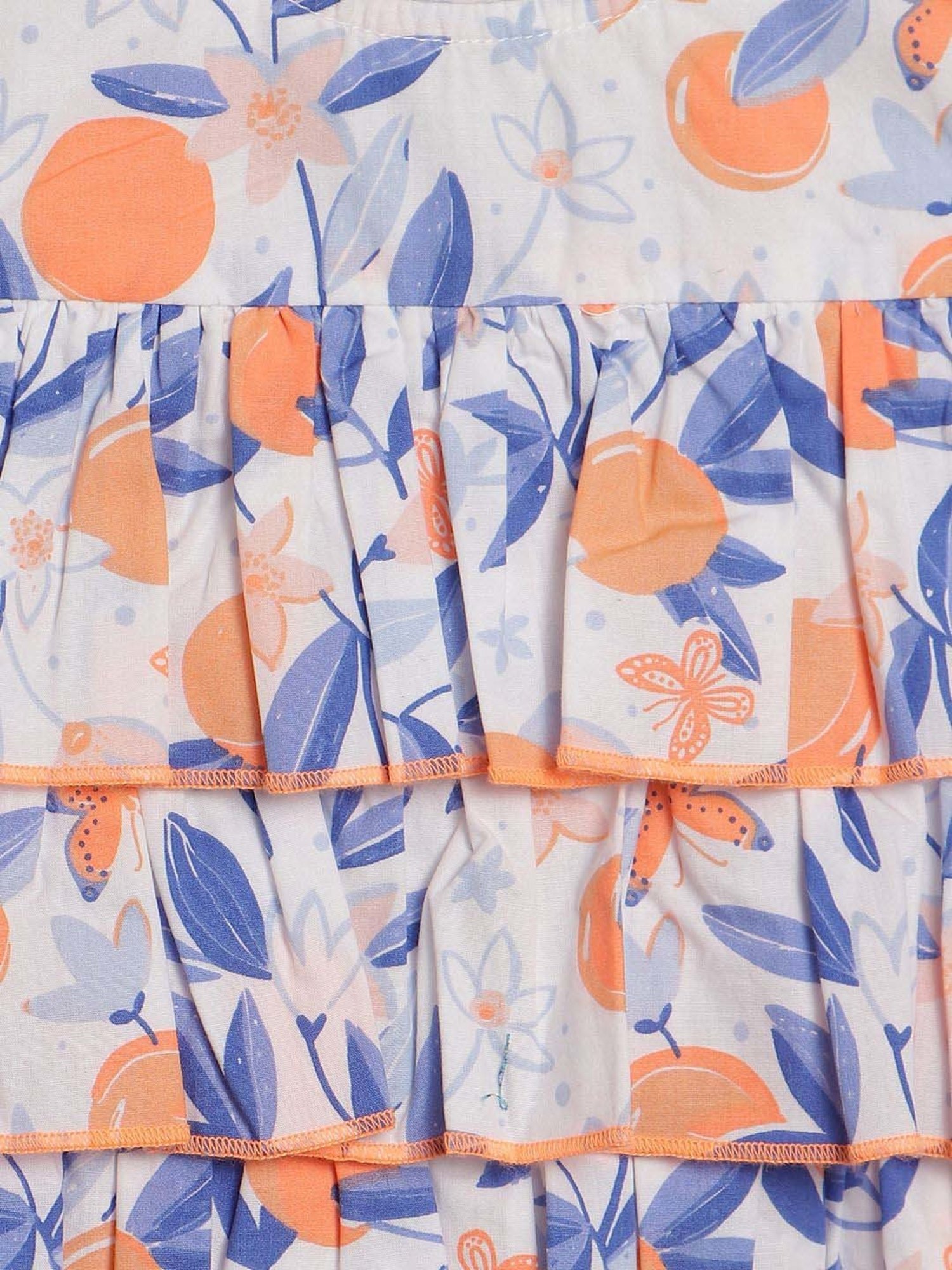 Nauti Nati Kids White & Blue Cotton Printed Top Set