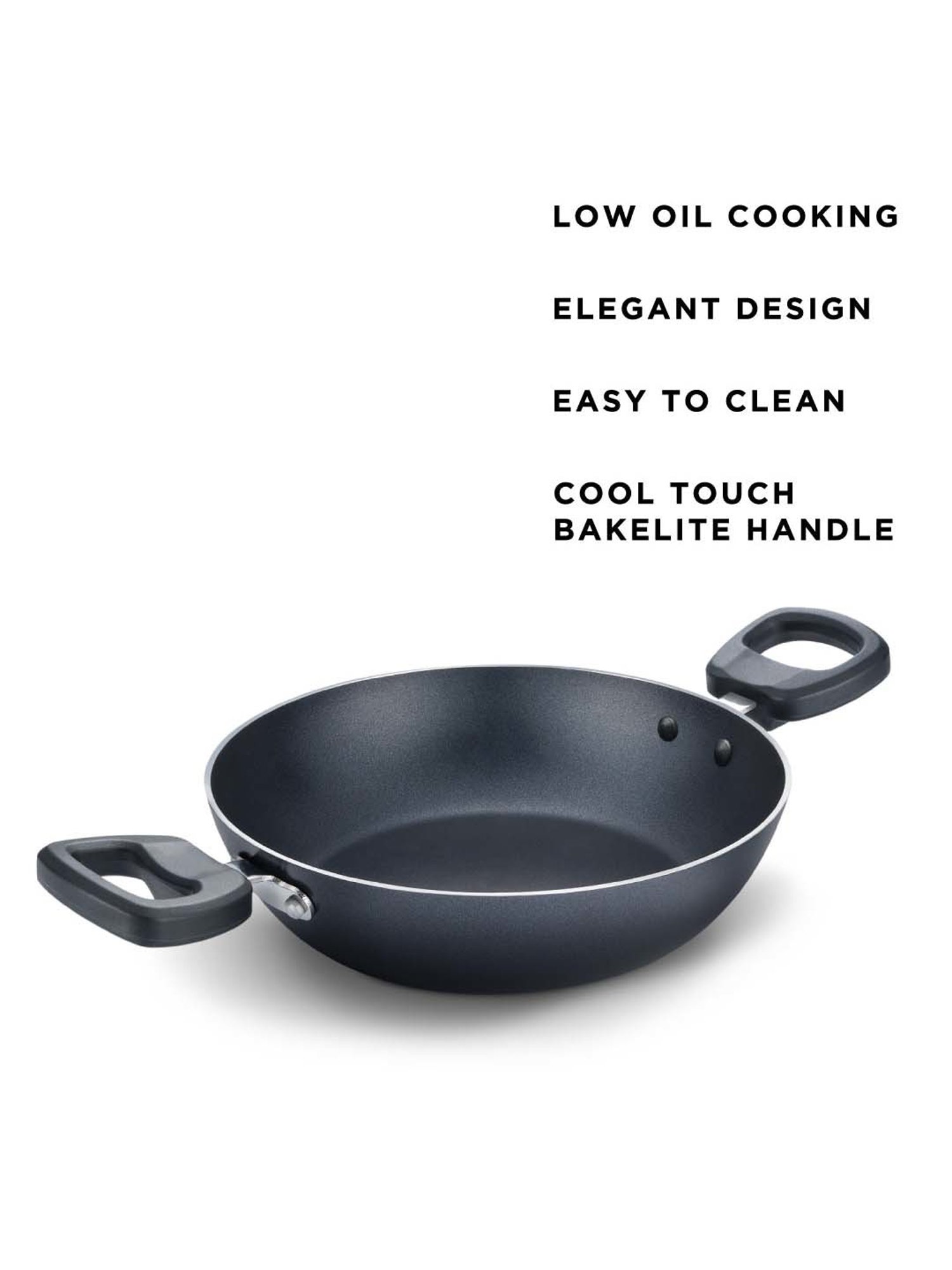 JUDGE Everyday Black Aluminium 22 cm Cookware Kadhai (1.6 L)