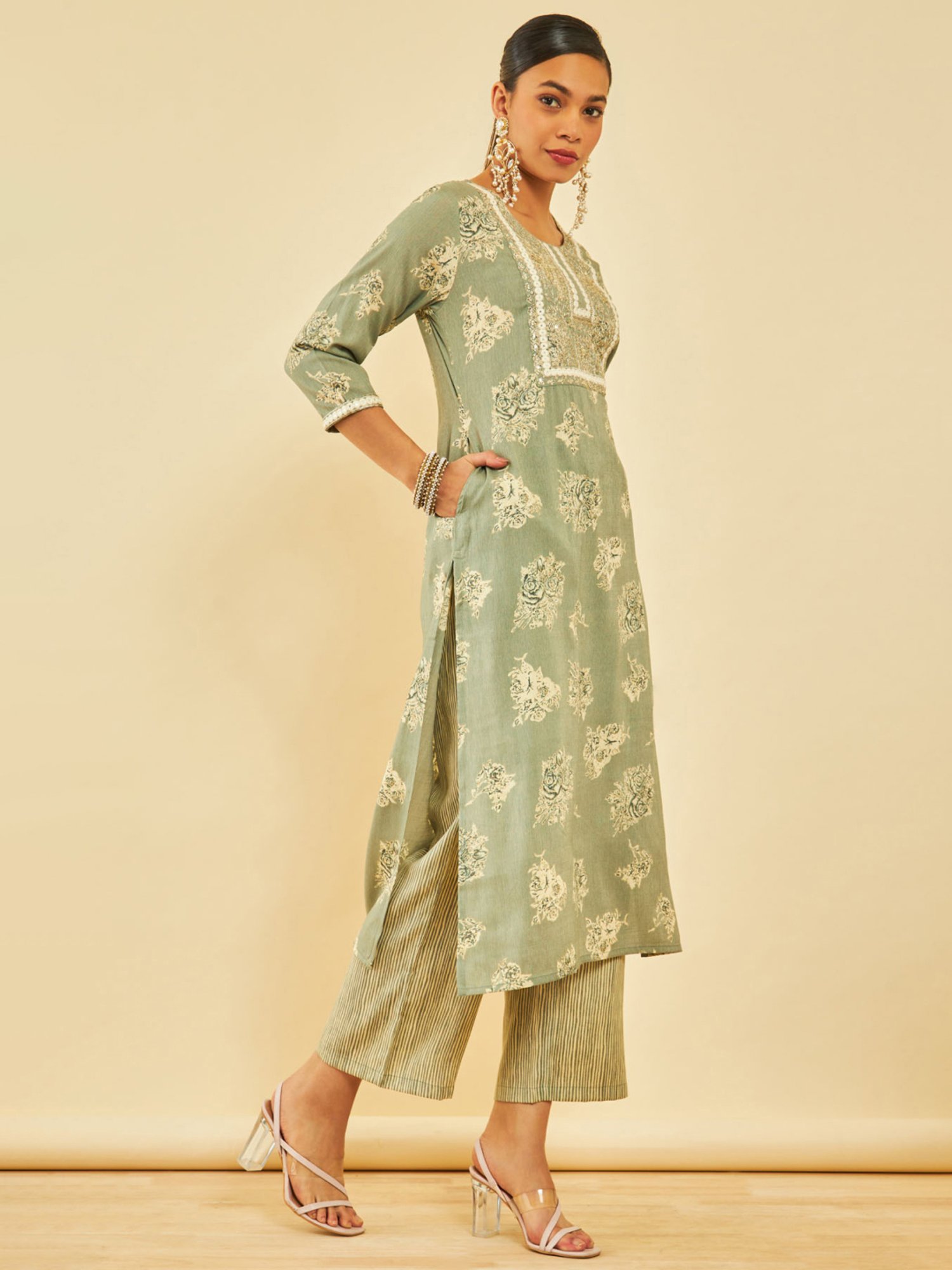 URBAN MYSTIC Black Rayon Embroidered Kurta & Sharara Set