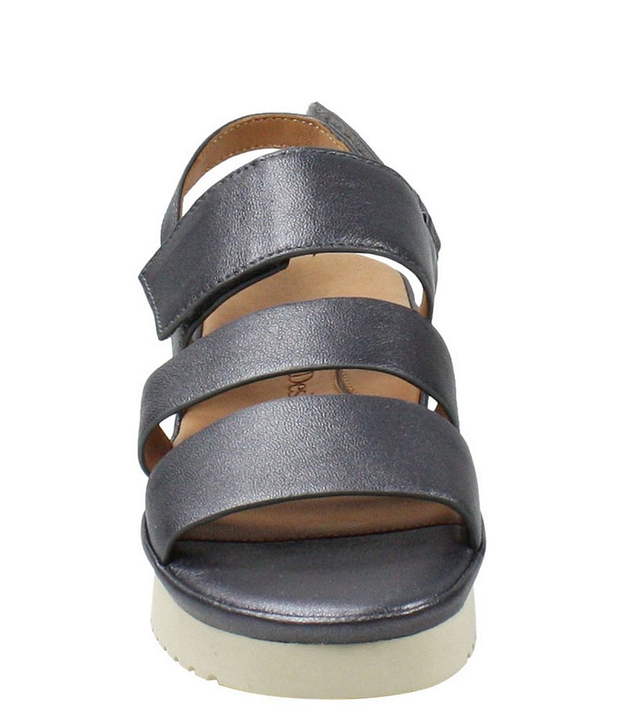 L'Amour Des Pieds Amelcia 3 Band Leather Strappy Wedge Sandals