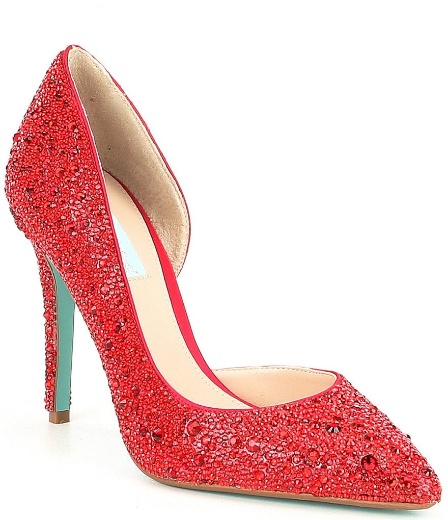 Blue by Betsey Johnson Hazil Jeweled d'Orsay Pointed Toe Stiletto Pumps