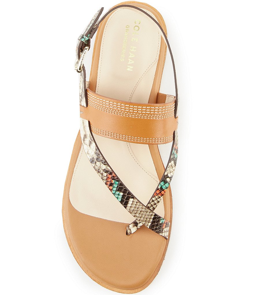 Cole Haan Anica Snake Print Leather Thong Sandals
