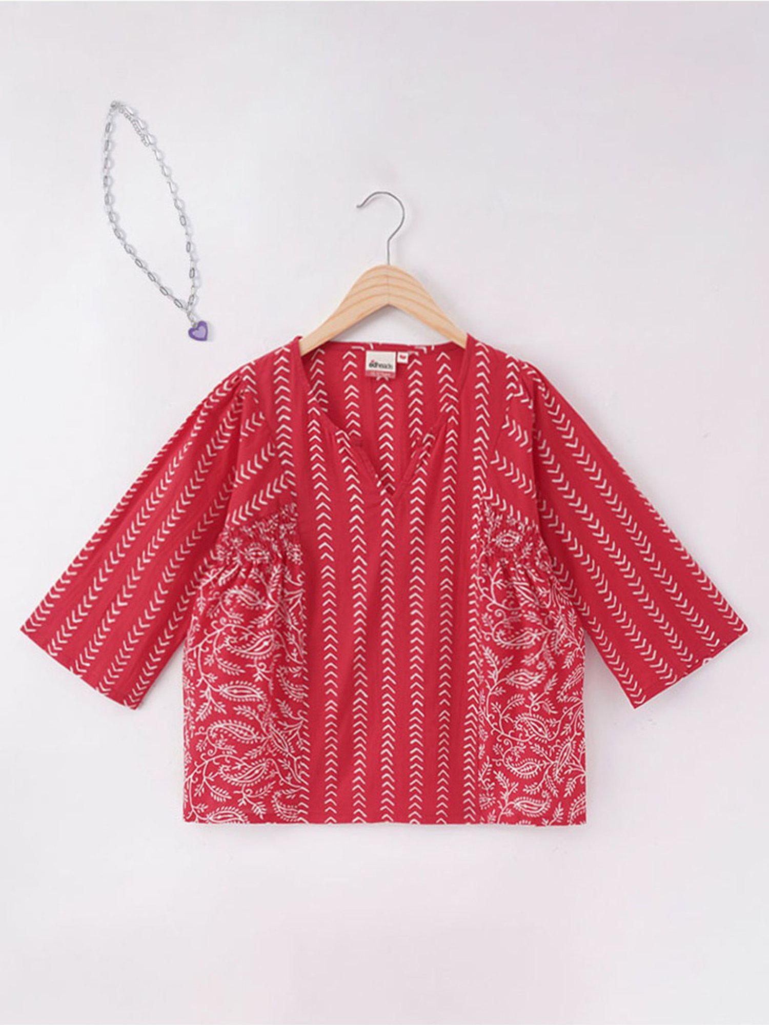 Edheads Kids Red Cotton Printed Top