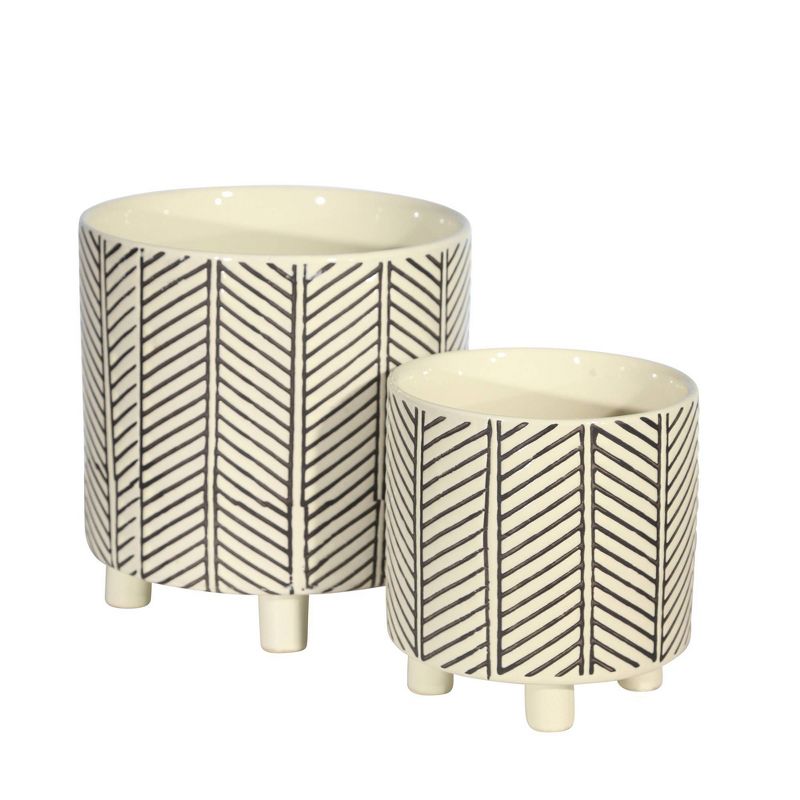 2pc Abstract Footed Planters White - Sagebrook Home