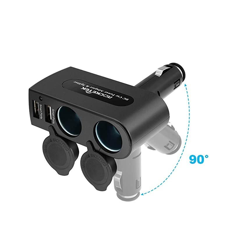 2Socket Car Splitter Cigarette Lighter Adapter Multi Power Outlet 1224V 90W with 31A 2 USB Car Charger Adapter Cigarette Lighter Splitter Adapter for iPhone ipad Cell Phone Tablet GPS