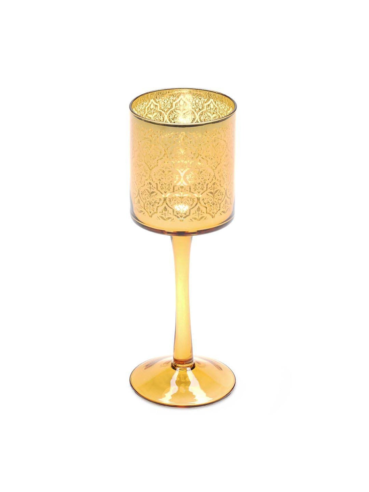 Pure Home and Living Gold Glass Stem Candle Holder