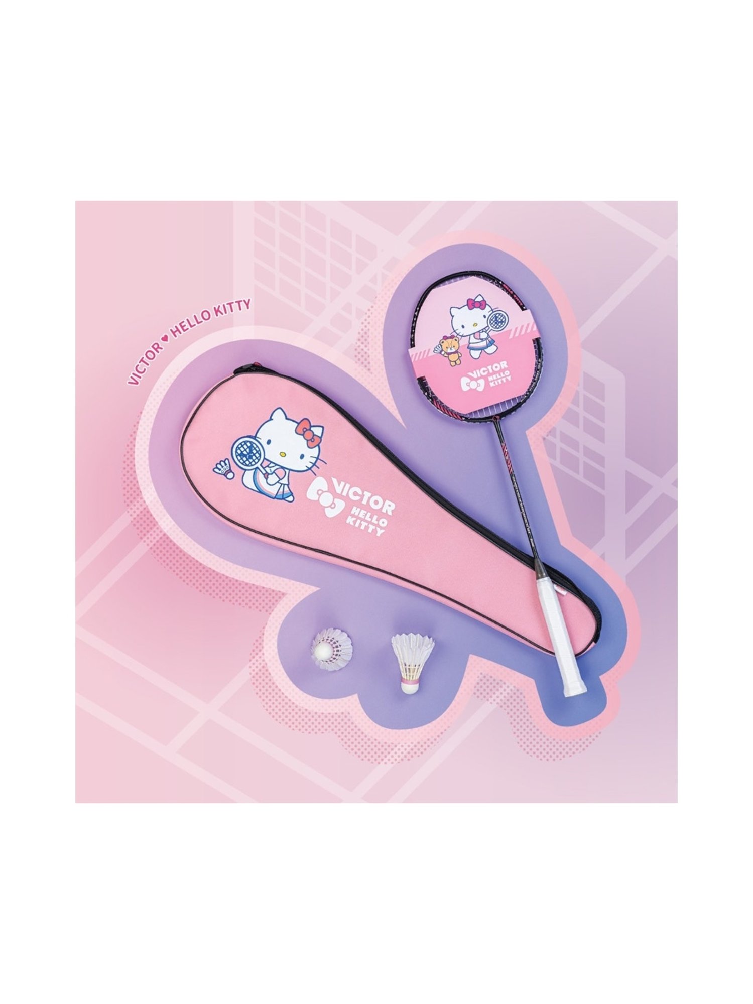 VICTOR HELLO KITTY Auraspeed Badminton Racket (Black) Size - 95gram