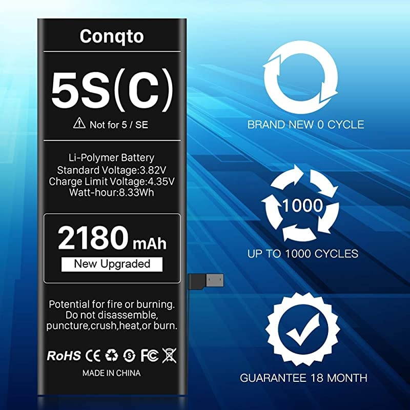 Battery for iPhone 5S 5C Not 5 or SE High Capacity New Upgrade 0 Cycle Durable LiPolymer Replacement Battery with Full Set Repair Tool Kit Adhesive amp Instructions