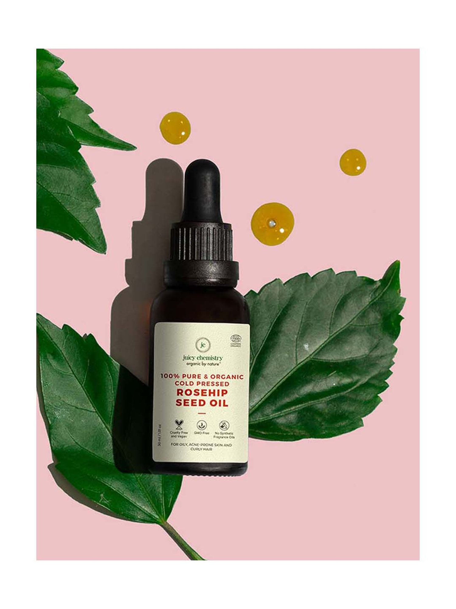 Juicy Chemistry Rosehip Seed Cold Pressed Carrier Oil - 30 ml