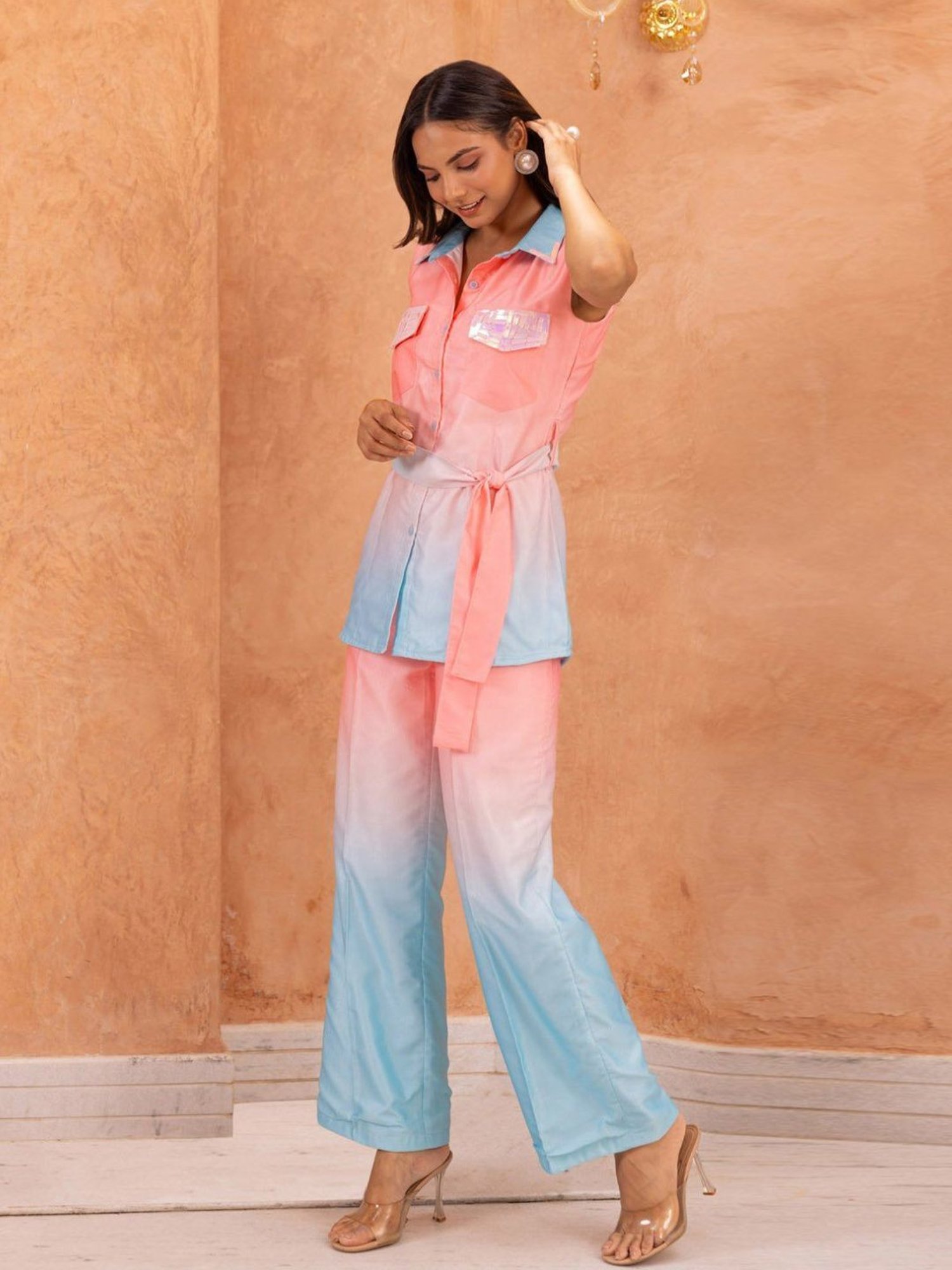 BInfinite Blue Cyan Ombre Embellished Coords-Set