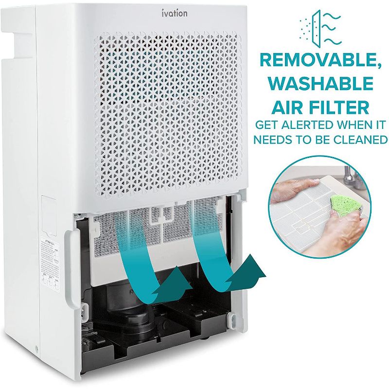 Ivation 4,500 Sq Energy Star Compressor Dehumidifier with Pump, Large Capacity for Spaces Up To 4,500 Sq Ft, Includes Programmable Humidity, Hose Connector, Auto Shutoff and Restart and Washable Filter