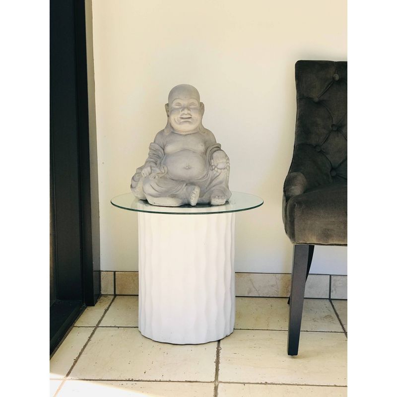 15.7" Concrete Lightweight Kante Indoor/Outdoor Sitting Happy Buddha Zen Statue Gray - Rosemead Home & Garden, Inc.