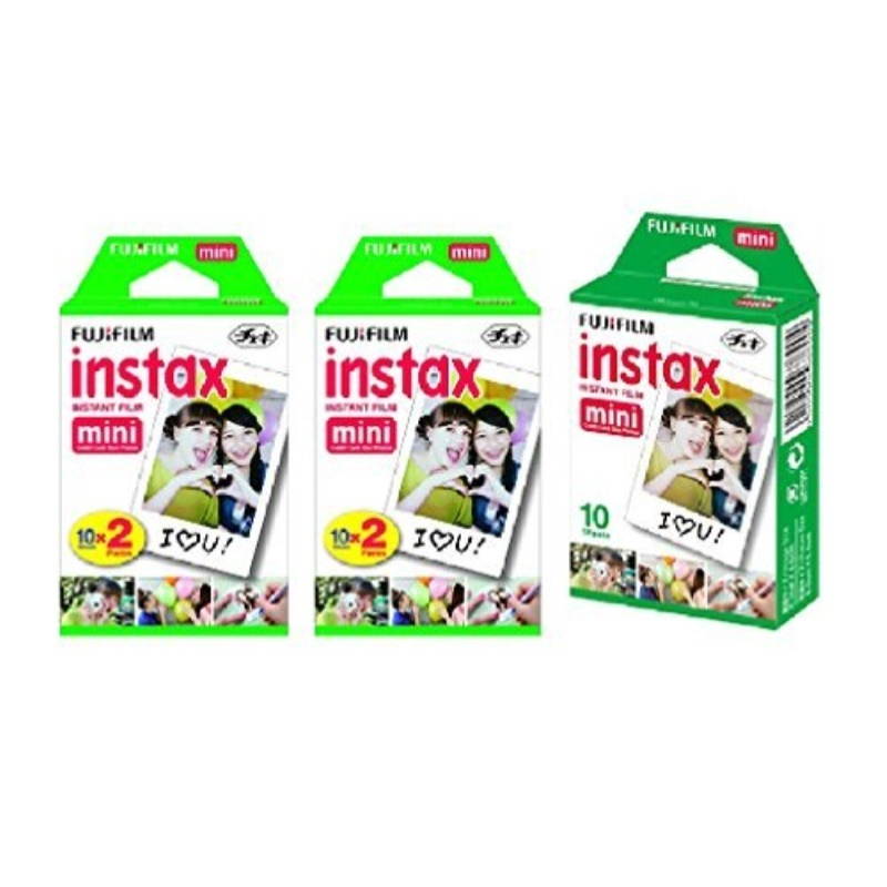 Fujifilm Instax Mini Instant Film, 5 Pack BUNDLE Includes Qty 2 Instax Mini Twin 10 Sheets x 2 packs = 40 Sheets + Instax Mini Single 10 Sheets: Total 50 Pictures