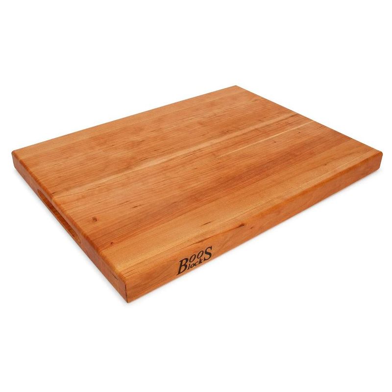 John Boos 20 Inch Wide 1.5 Inch Thick Reversible Cutting Board Block with Two Sided Hand Grips , 20 x 15 x 1.5 Inches, Cherry Wood