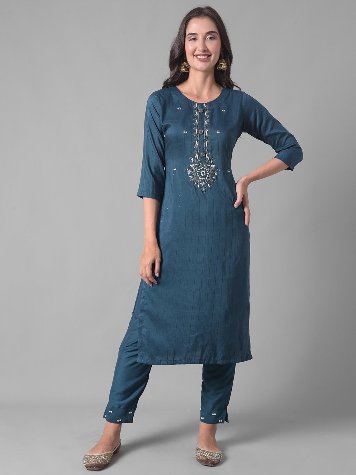 Dollar Missy Blue Embellished Kurta With Pants