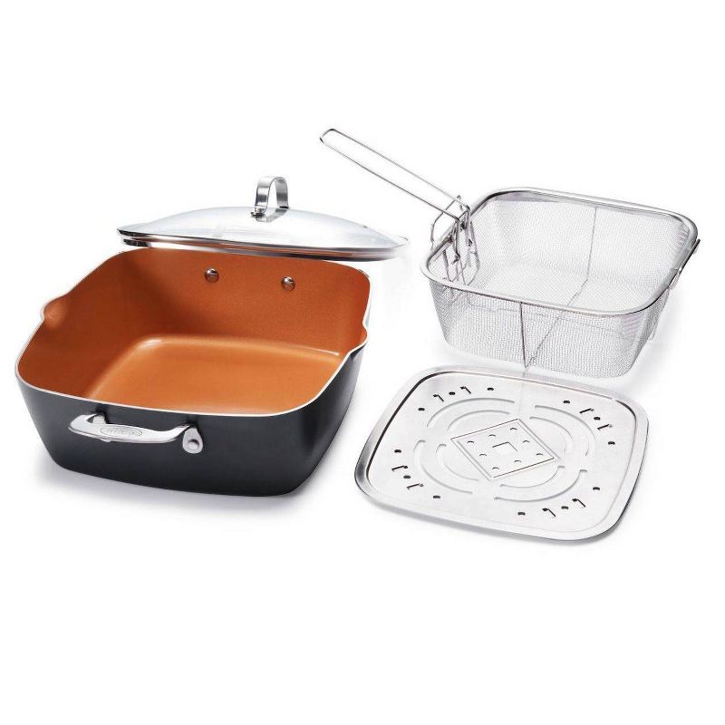 Gotham Steel Ti-cerama 11" Deep Square Pan with Lid