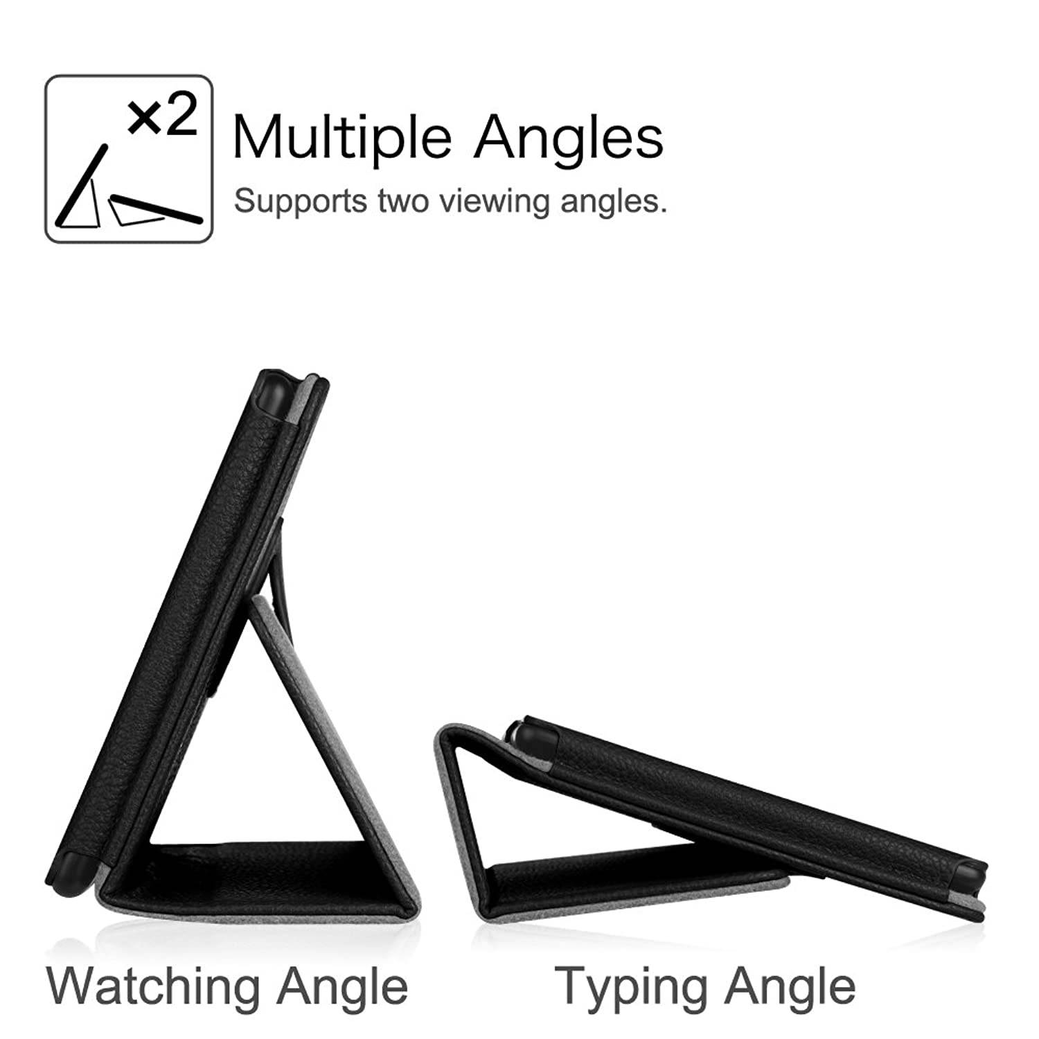 Fintie Folio Case for Amazon Fire 7 Tablet (Previous Generation - 7th, 2017 Release) - Slim Fit PU Leather Standing Protective Cover Auto Wake/Sleep, Compatible with Fire 7 (5th Gen, 2015), Black