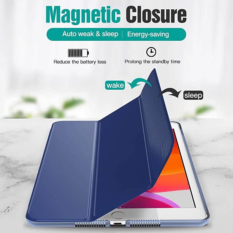 iPad 8th Generation Case 2020iPad 7th Generation Case 2019 Shock Absorption Ultra Slim Lightweight Trifold Stand Smart Cover for iPad 102 inch 20202019 Release Tablet Navy Blue