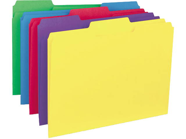 UNIVERSAL Recycled Interior File Folders 1/3 Cut Top Tab Letter Assorted 100/Box