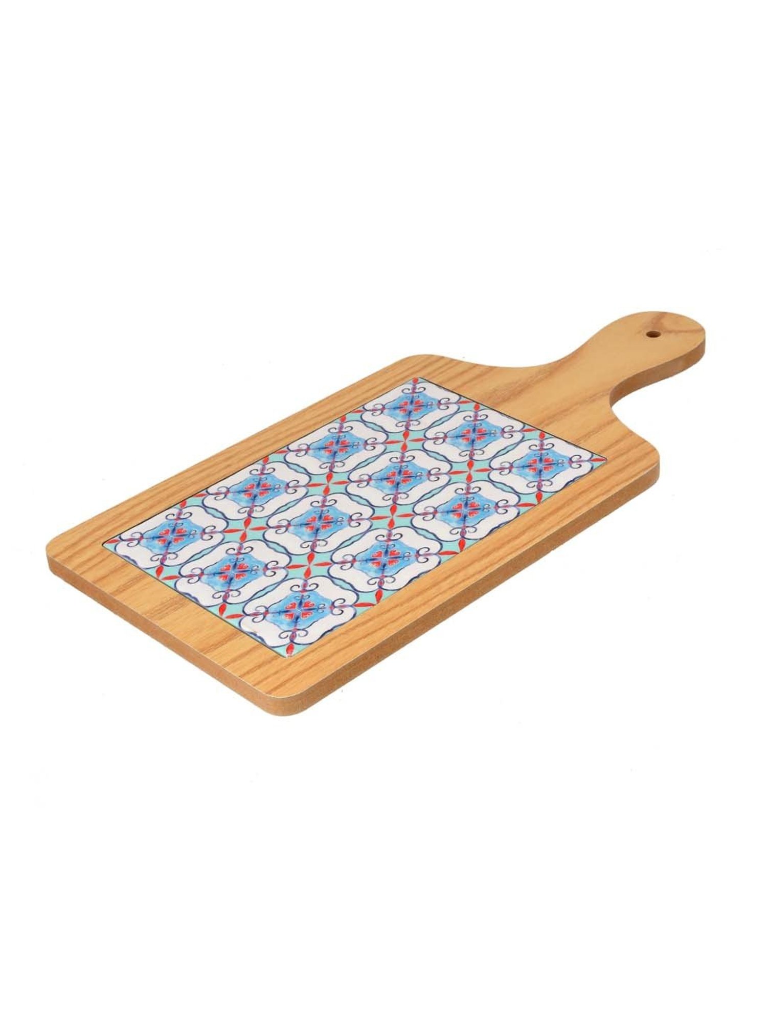 TAYHAA Blue & Brown Ceramic Serving Platter With Handle