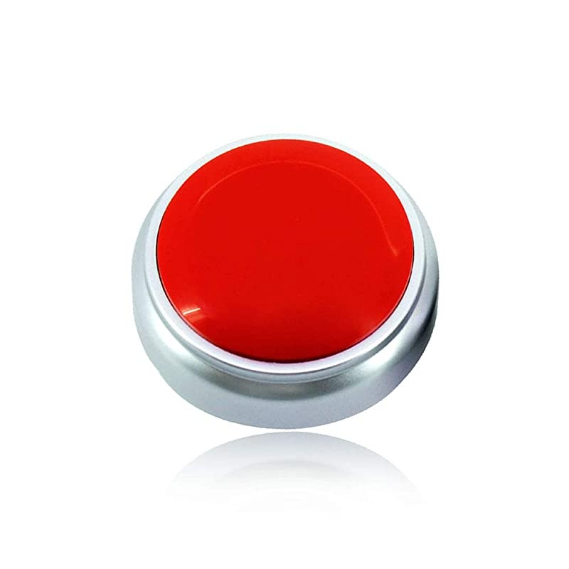 Button- 30 Seconds Custom Recordable Talking Button-Record & Playback Your Own Message-Quality Voice Recorder-Answer Buzzer (RED+Sliver)