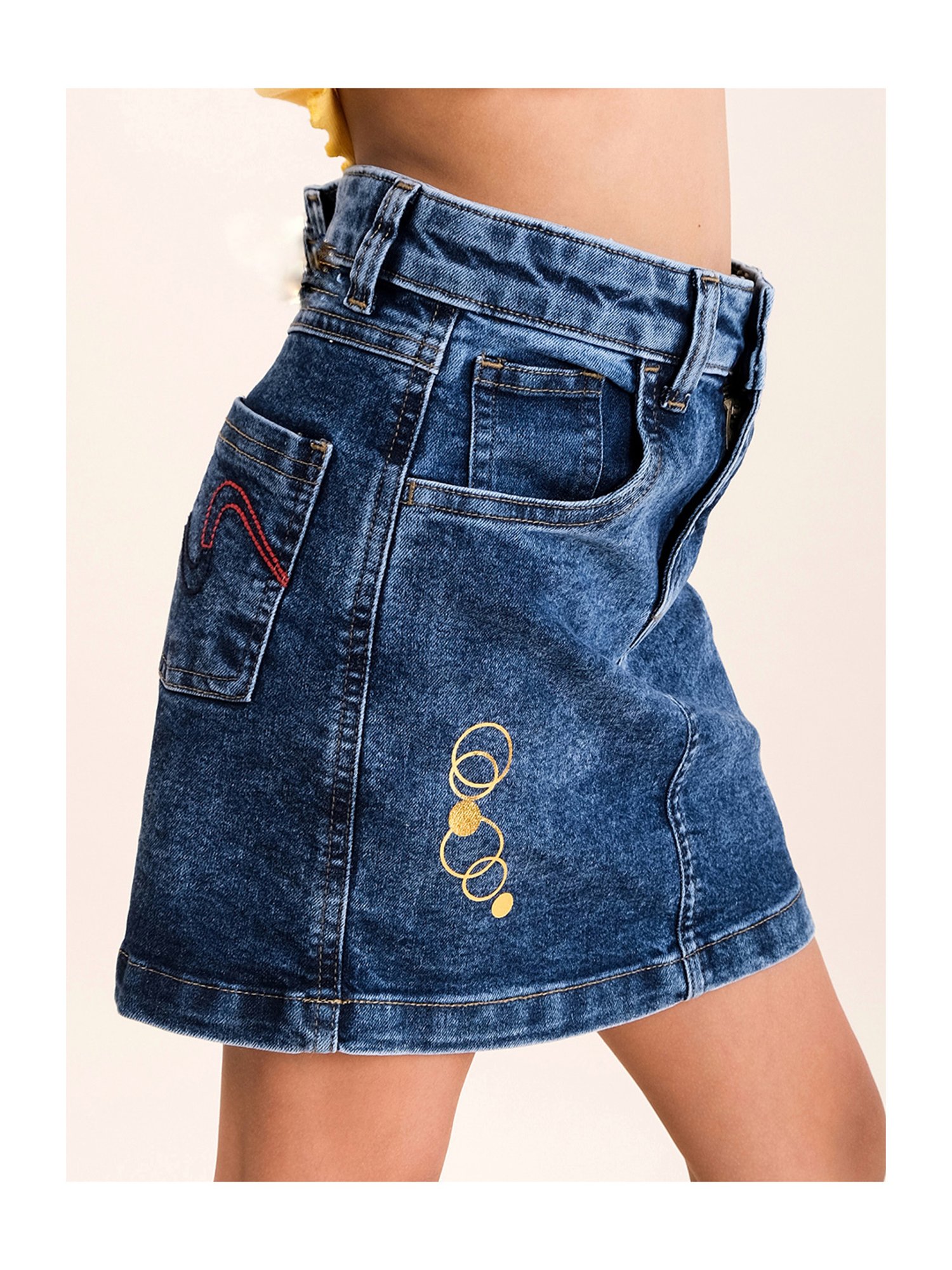 Kiddopanti Kids Blue Printed Skirt