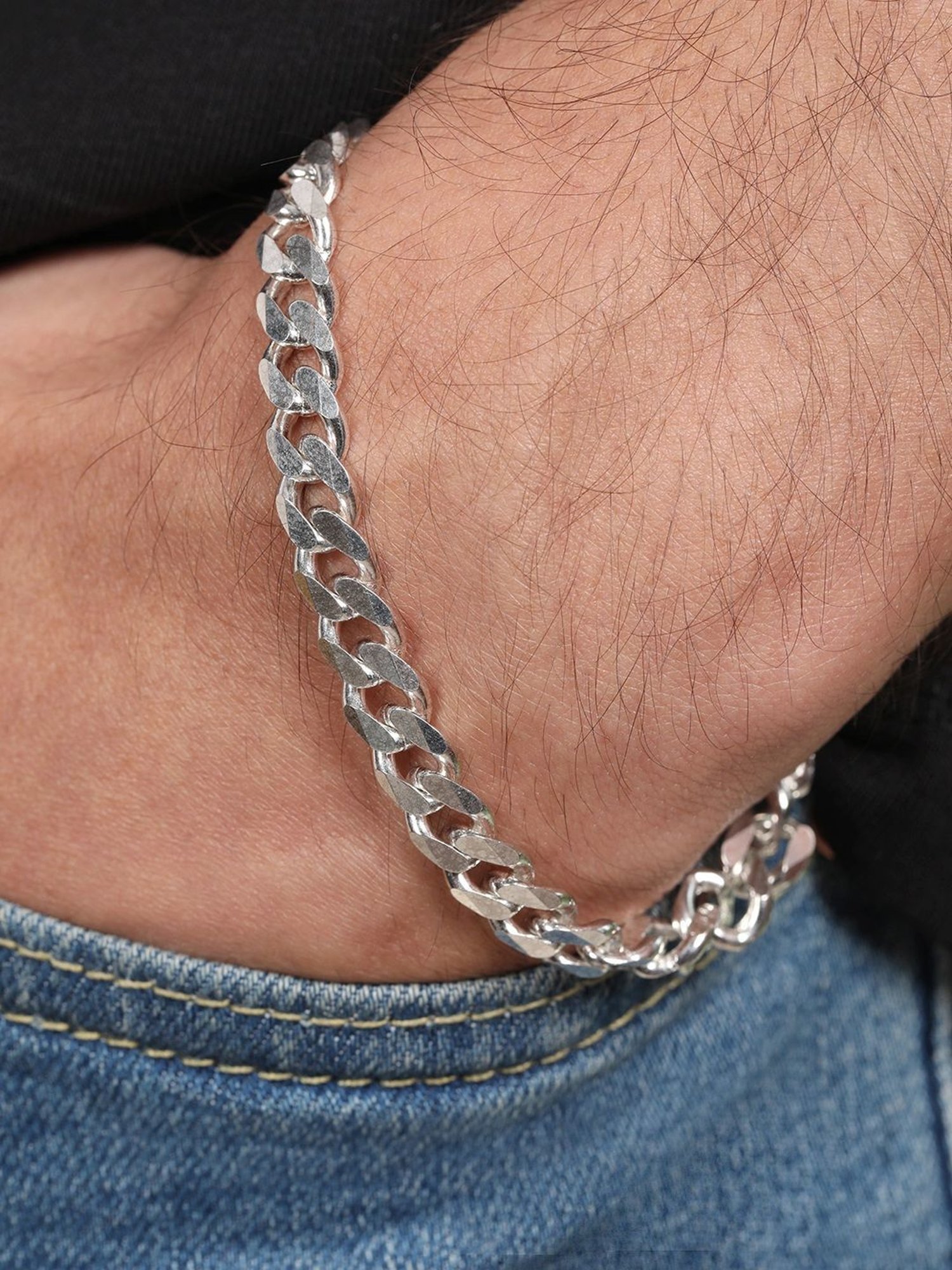 Zavya Classic Silver Elegance Men's 925 Sterling Silver Plated Bracelet